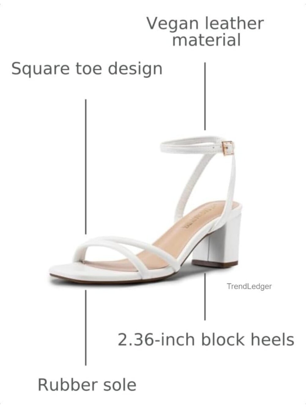Women's Chunky Block Heel Ankle Strap Sandals Faux Leather Square Toe Heels - Picture 2 of 6